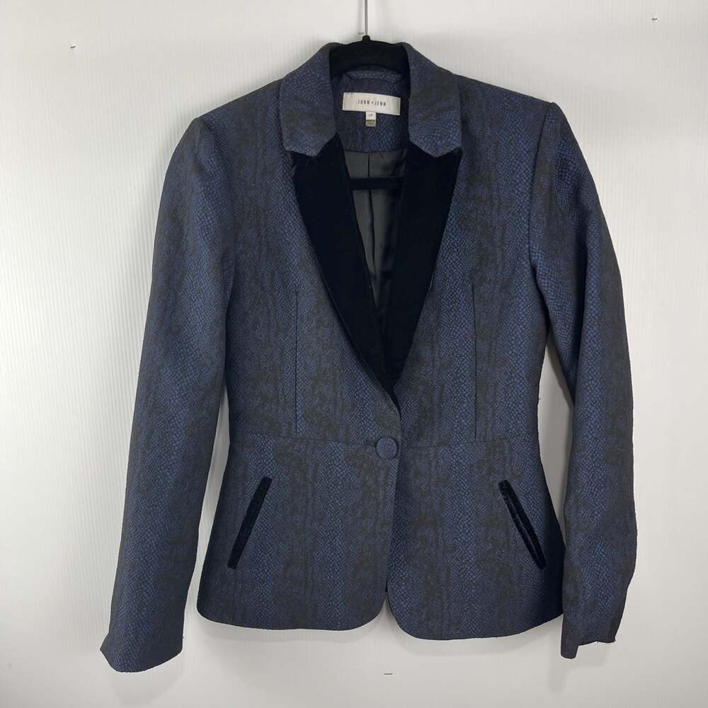 John & Jenn Snakeskin & Velvet Collar Blazer Womens Size S